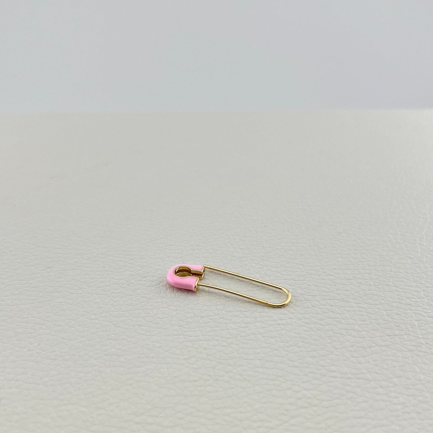 Pink safety pin earring