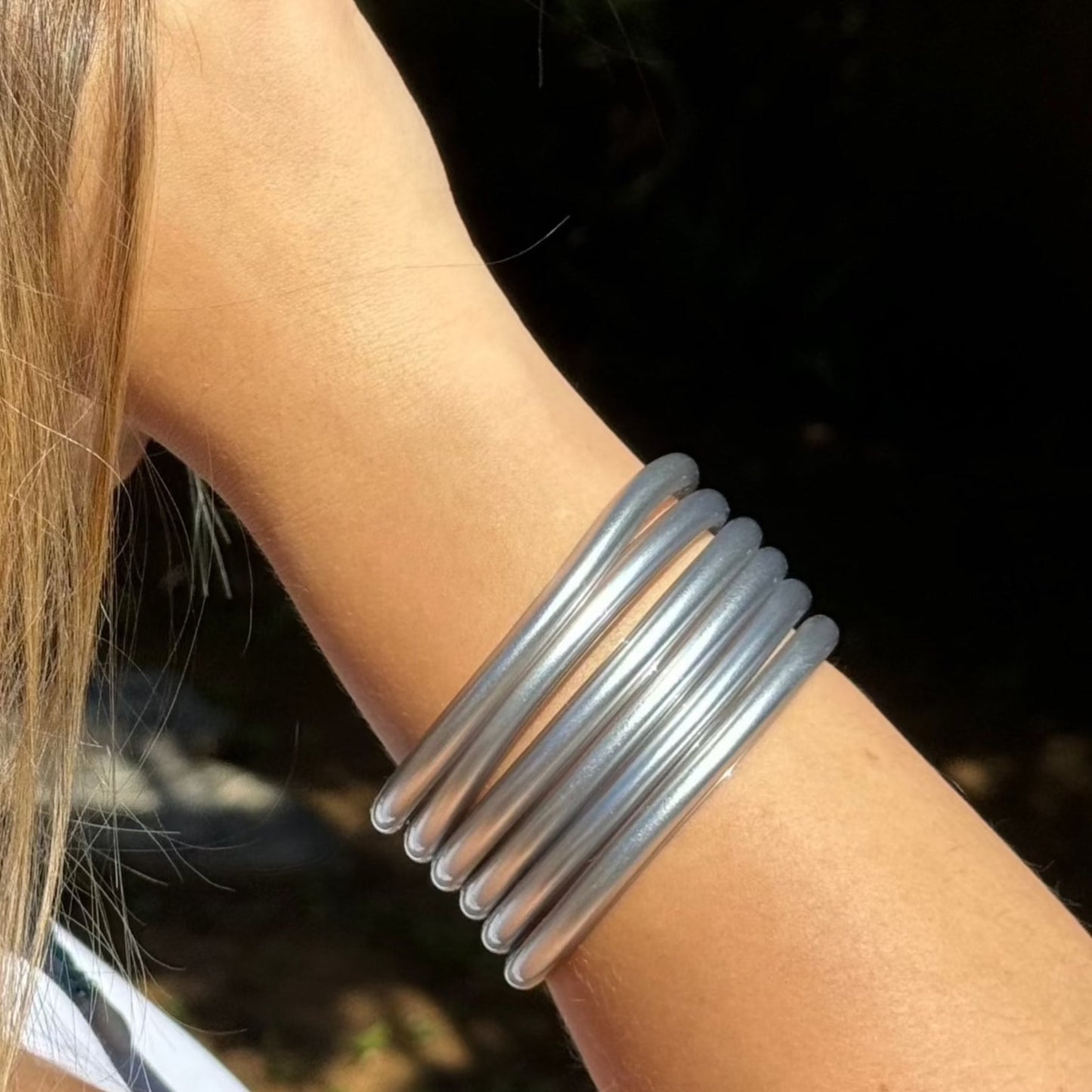 Silver gold leaf bracelets