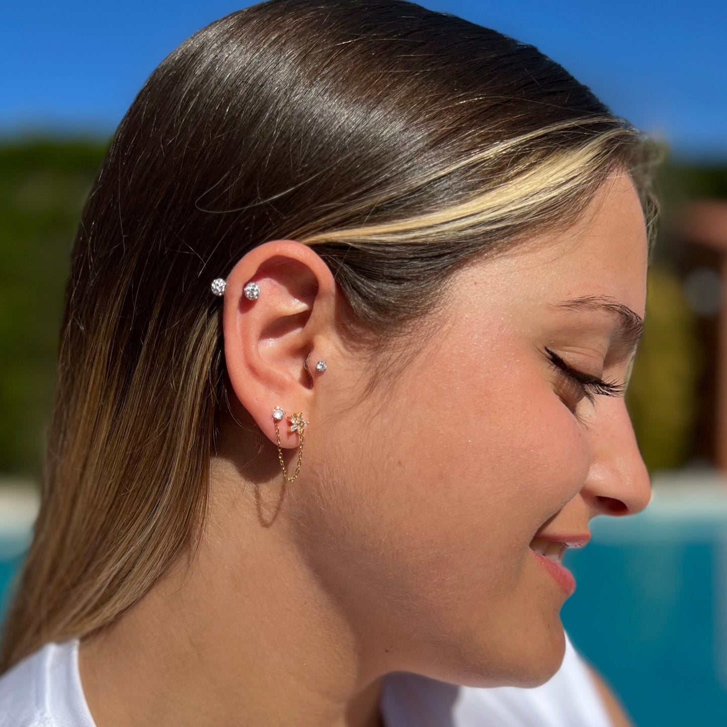 Double flower piercing