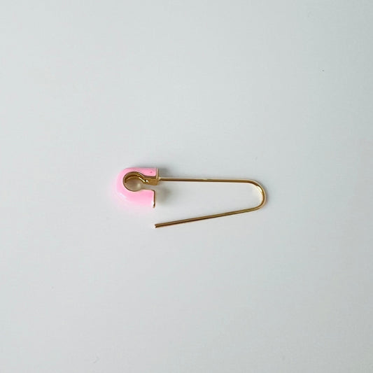 Pink safety pin earring